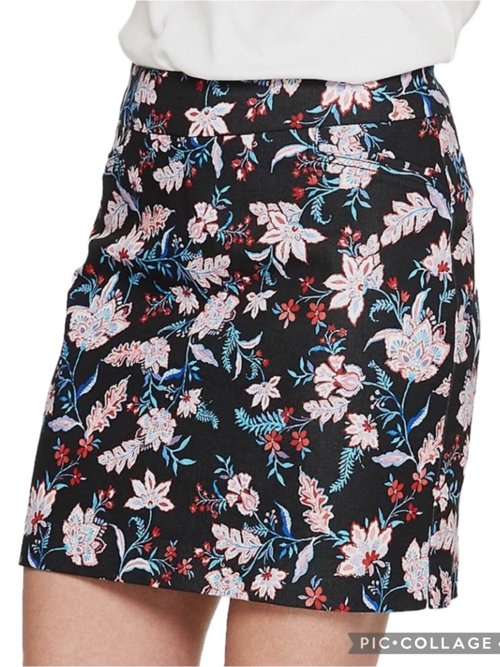 Croft & Barrow The Effortless Stretch Woven Skort Mid-Rise In Black Floral Print